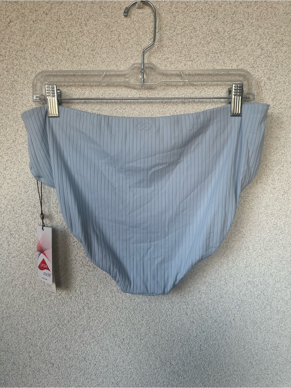 Calia Ribbed High Rise Bikini Bottom Light Blue, Size Large, NWT